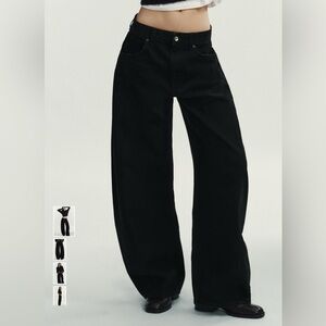 Zara Women's Grey Wide-Leg Jeans